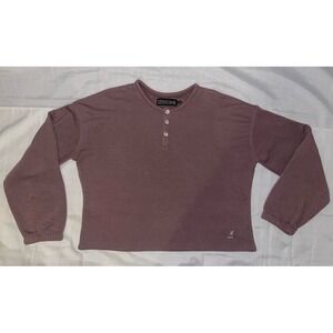 XL KANGOL Woman's Cropped Sweatshirt Dusty Rose Mauve Henley UK Kangaroo British